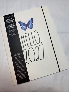 NEW Rae Dunn Hello, 2027. 17 Month Monthly Planner with Blue Butterfly Cover